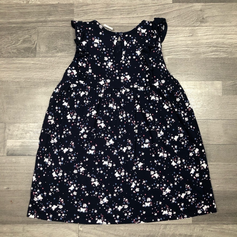 H&M Toddler Girls Blue Floral Butterfly Print Ruffle Dress - Picture 6 of 6